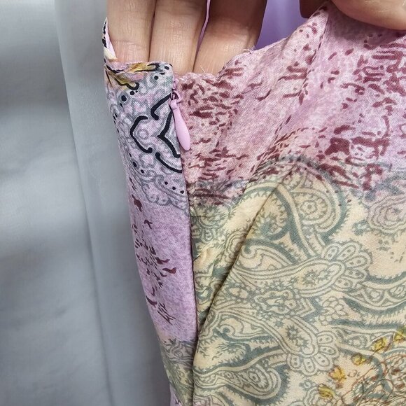 Erica Brooke Lavender Peach Paisley Sleeveless Midi Dress Boho Hippie Retro 14 - Picture 7 of 13